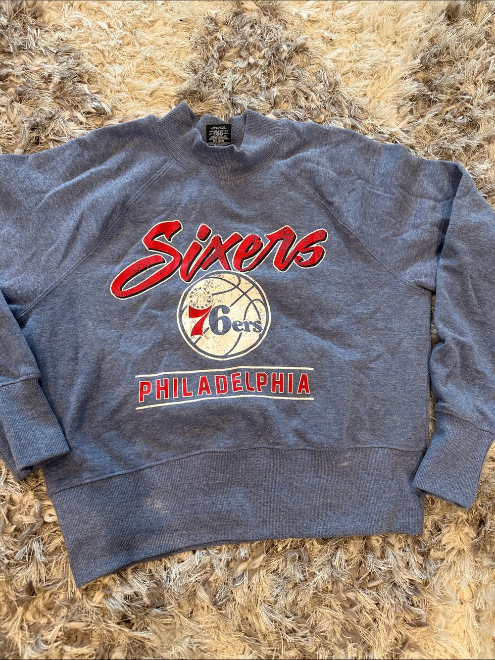 NBA Philadelphia Sixers Heather Navy Crewneck Sweatshirt